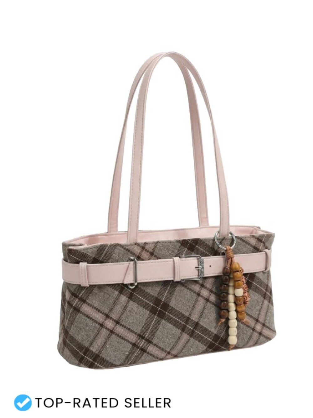 Mini Checkered Shoulder Bag Satchel Faux Leather Women Everyday Purse